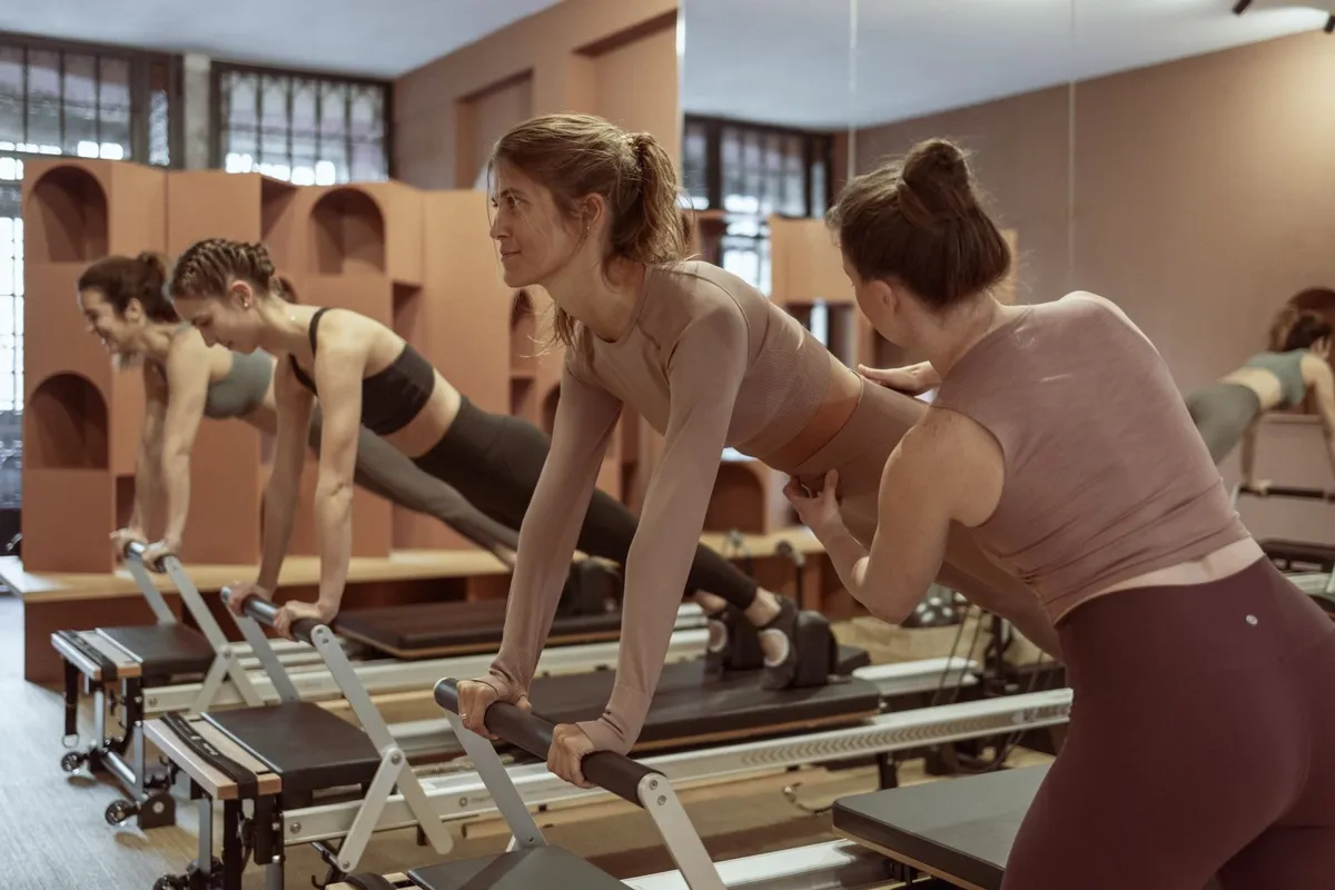Beginners on the Reformer during a First Prescription class